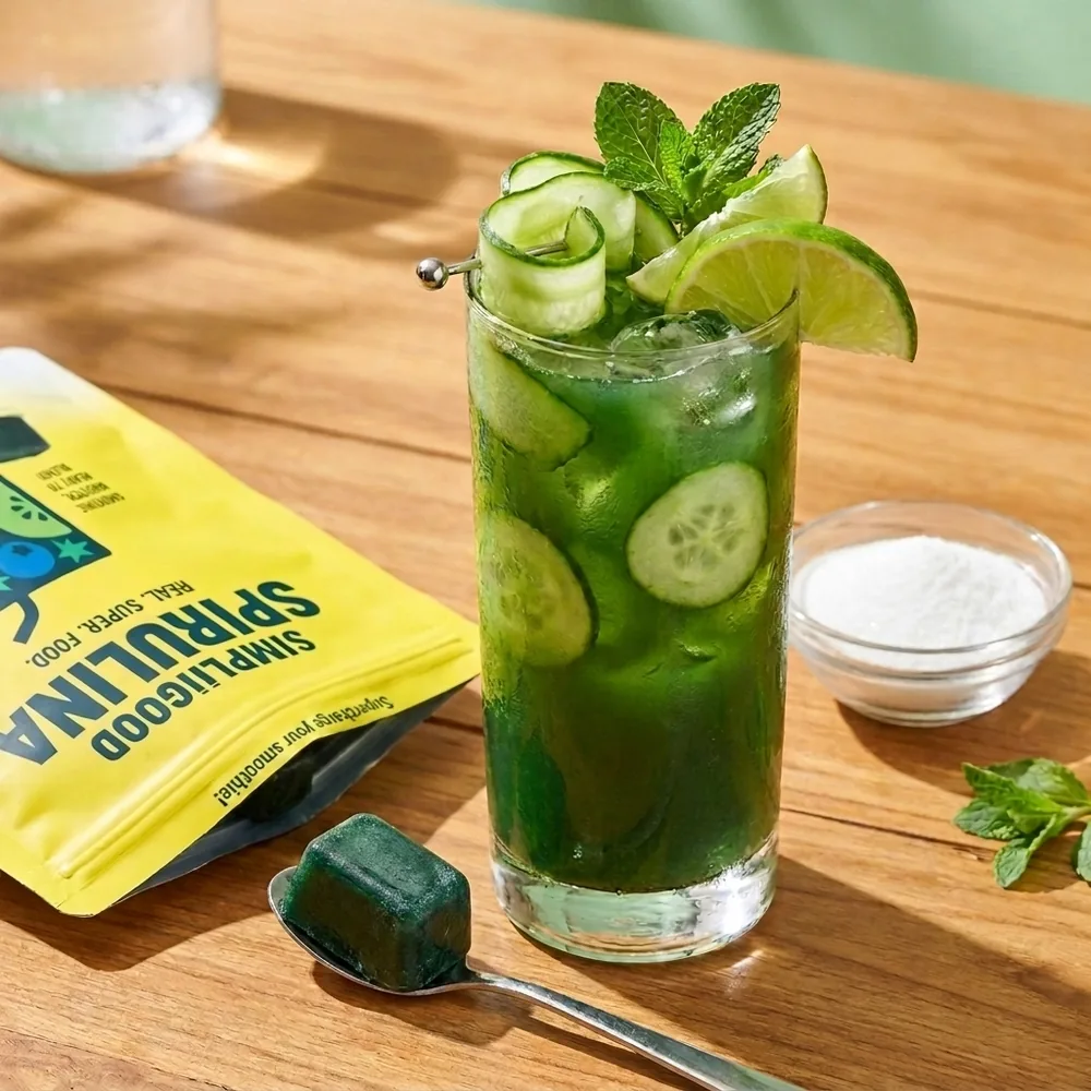 Low-Sugar Cucumber Lime Spirulina Drink